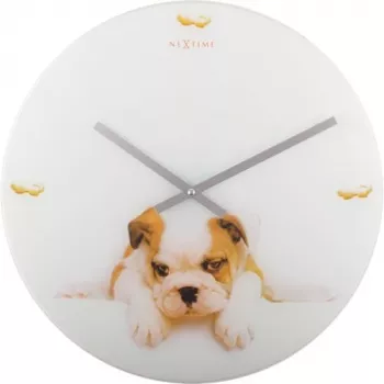 NeXtime klok 8136 Puppy, Ø43 cm, Wand, Weiß/Beige