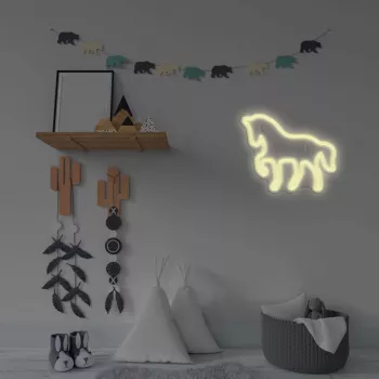 LED-Neonschild MANTA SNL103WH – Pferdemotiv, weiß