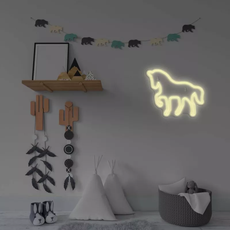 LED-Neonschild MANTA SNL103WH – Pferdemotiv, weiß