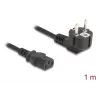Netzkabel DELOCK CEE 7/7 (E+F) auf IEC C13 90° abgewinkelt, 1 m, H05VV-F 3x1,00 mm², schwarz