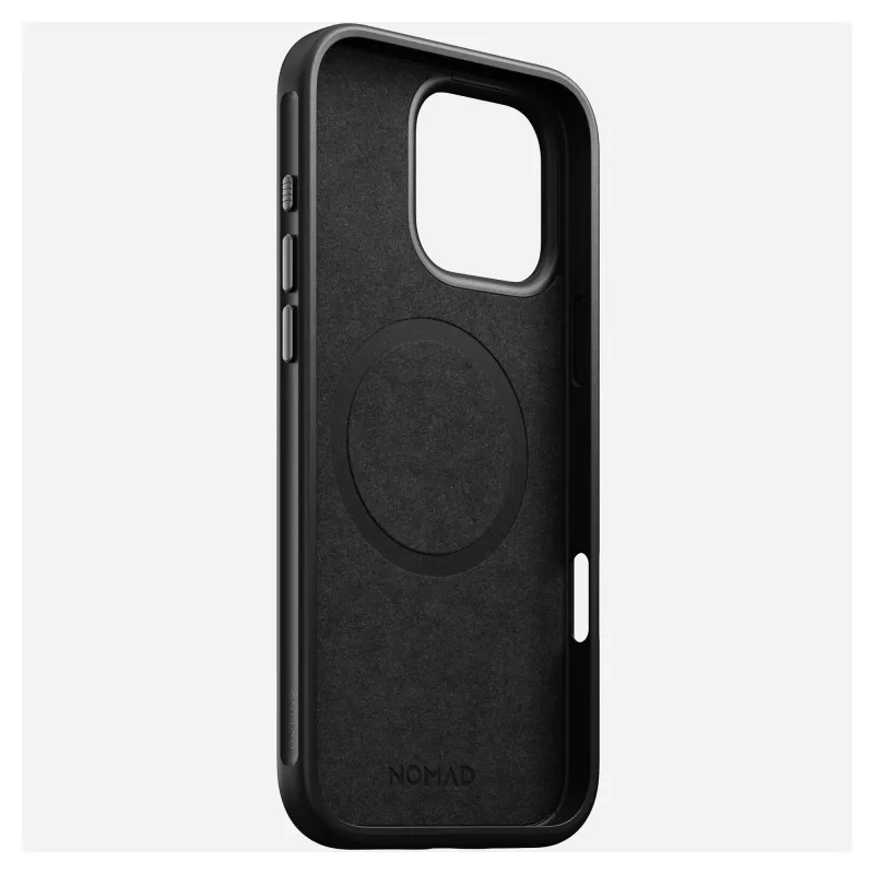 Handyhülle Nomad NM01693185 für Apple iPhone 16 Pro Max, Leder/TPU/PC, schwarz, passend für 17,5 cm (6,9 Zoll) Bildschirm