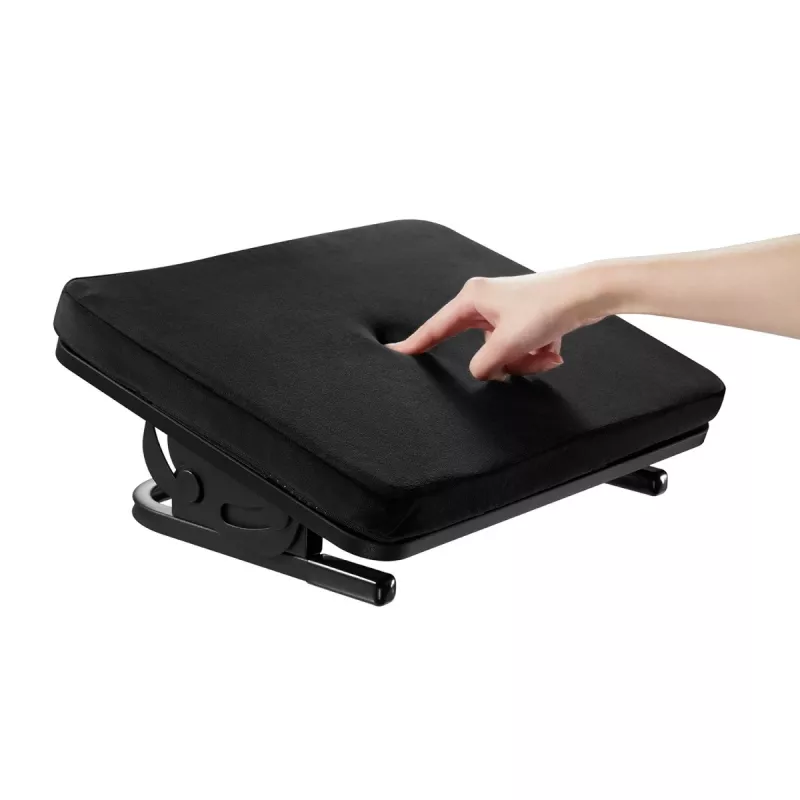 Fußstütze MACLEAN MC-460 ergonomische gepolsterte Metallfußstütze, rutschfeste Basis, Neigung -20–20°, max. Belastung 20 kg, schwarz