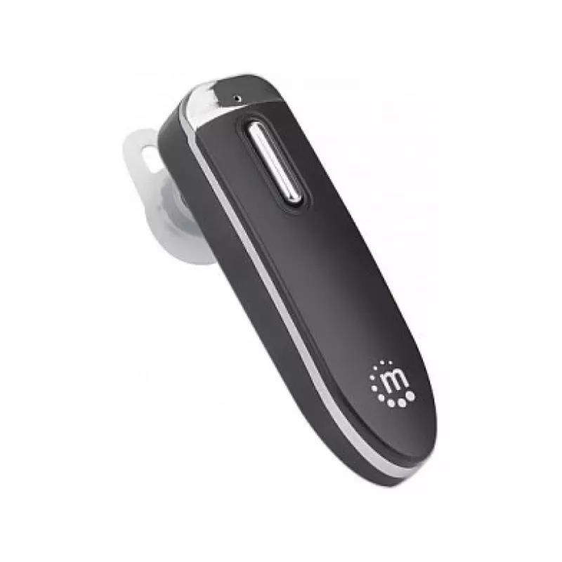 Manhattan Single Ear Bluetooth-Headset, omnidirektionales Mikrofon, integrierte Bedienelemente, Schwarz, 10 Stunden Nutzungsdauer, Reichweite 10 m, USB-A-Ladekabel im Lieferumfang, Bluetooth v4.0, 3 Jahre Garantie