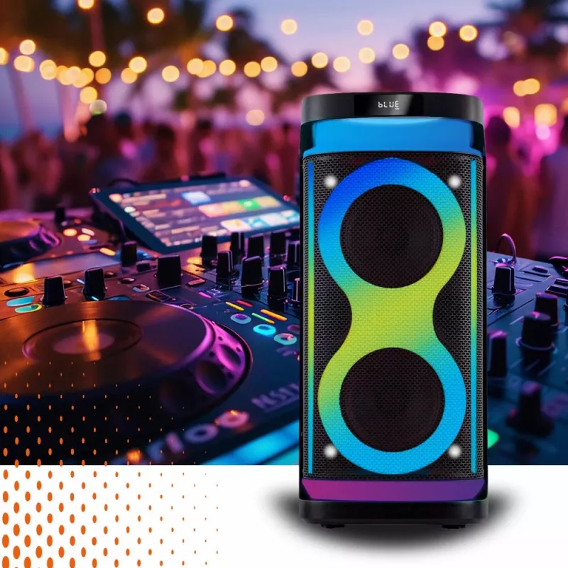 Tragbarer Lautsprecher MANTA SPK0601B100, 100 W, Bluetooth, Karaoke, drahtloses Mikrofon, Akku, Equalizer, Disco-Beleuchtung