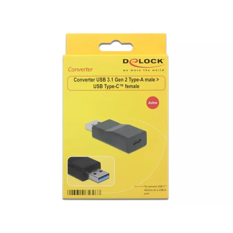 Kabeladapter DeLOCK 65696 USB 3.1 Gen 2 Typ-A auf Typ-C Schwarz