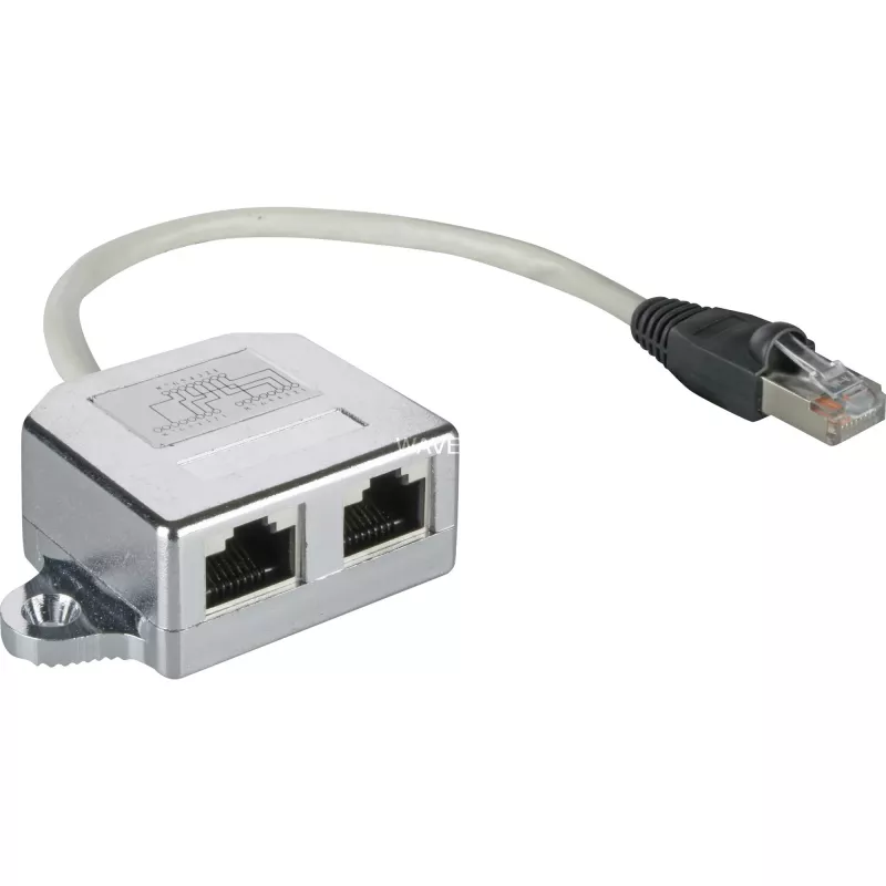 Wentronic Goobay Kabel-Splitter (Network Doubler), CAT Y-Adapter - Wiring 2 x CAT 5 Ethernet, Shielded (68908)
