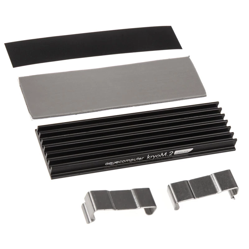 Kühlkörper Aqua-Computer kryoM.2 — Aluminium/Edelstahl, 70×24×9 mm