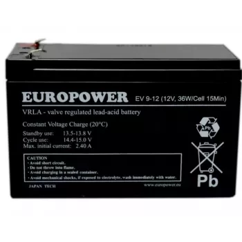 Blei-Säure-Versiegelte Batterie europower EV 12-9 — 12 V 9 Ah für USV und Notstrom