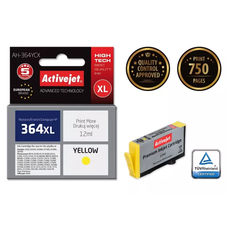 Activejet AH-364YCX Tinte (Ersatz für HP 364XL CB325EE; Premium; 12 ml; Gelb)