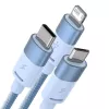 3in1 USB-Kabel Baseus StarSpeed Series, USB-C + Micro + Lightning 3,5A, 1,2m (Blau)