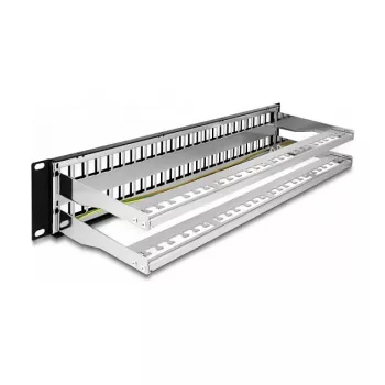 DeLOCK 19 Zoll Keystone Patch Panel 48 Port mit Zugentlastung 2U schwarz