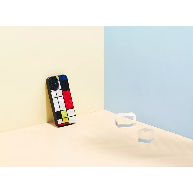 Schutzhülle iKins für Apple iPhone 12 mini – schwarzes Mondrian-Design