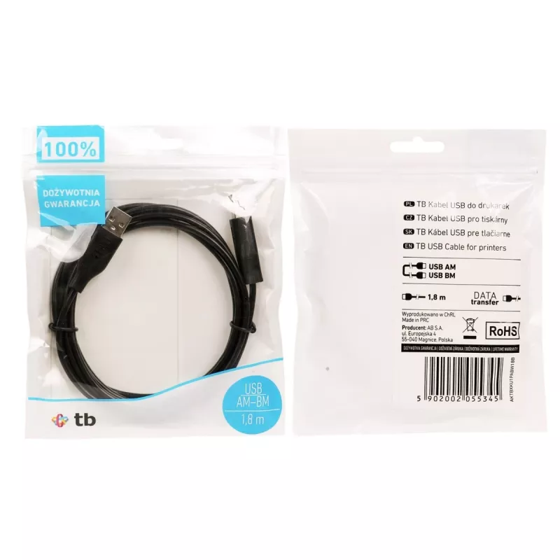 TB USB AM-BM Kabel 1.8 Schwarz (AKTBXKU1PABW18B)
