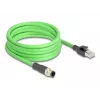 Netzwerkkabel DeLOCK M12-Kabel D-kodiert 4-polig Stecker auf RJ45-Stecker PUR (TPU) 5 m