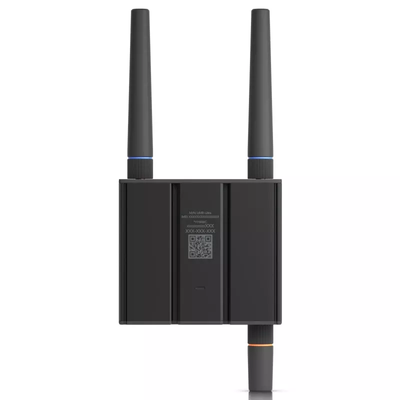 Mobilfunknetz-Router Ubiquiti UMR-Ultra — 4G LTE, NanoSIM, 2,4 GHz Wi‑Fi (802.11g), 2x RJ‑45, 3 externe SMA-Antennen, 5–30 V DC