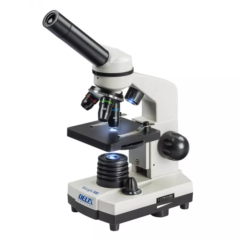 Optisches Verbundmikroskop Deltaoptical DO-3210 – monokular, 3 achromatische Objektive, LED-Beleuchtung, 40–400×, 45° geneigter drehbarer Kopf