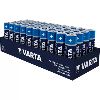 VARTA Batterie Alkaline, Mignon, AA, LR06, 1,5V Longlife Power, High Energy, Retail-Box (40er-Pack) (04906 121 154)