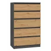 Kommode Topeshop M5 ANTRACYT/ARTISAN 5 Schubladen, Anthrazit Eiche, 700×1095×400 mm