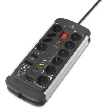 Steckdosenleiste Renkforce 10-fach 1296315 schwarz Aluminium — Desktop-Überspannungsschutz