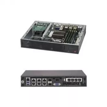 Supermicro SuperServer E300-8D - Server - Mini-1U - 1-Weg - 1 x Xeon D-1518 / 2,2 GHz - RAM 0 MB - keine HDD - AST2400 - GigE, 10 GigE - kein Betriebssystem - Anzeige: keine