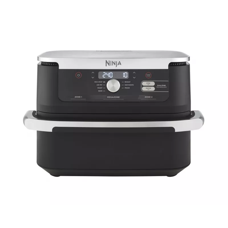 Doppel-10,4-L-Heißluftfritteuse Ninja AF500EU, Standgerät, 2470 W, Schwarz, Edelstahl