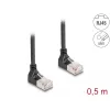 Netzwerkkabel DeLOCK RJ45 Cat.6A S/FTP schlank 90° nach oben 0,5 m Schwarz