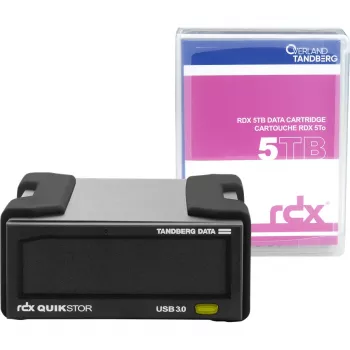 RDX External Drive Kit Overland‑Tandberg 5TB HDD USB 3.2 Gen 1, nachhaltig 260 MB/s, schwarz, 110×178×52 mm