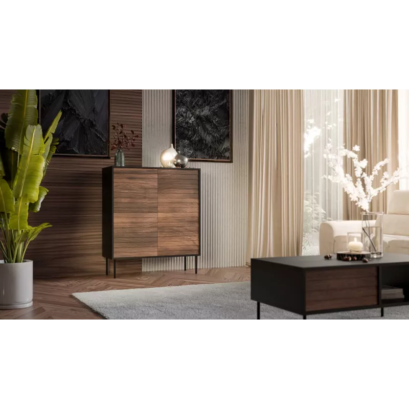 Cama 4D CORTINA Kommode 102x40x118 schwarz/Walnuss