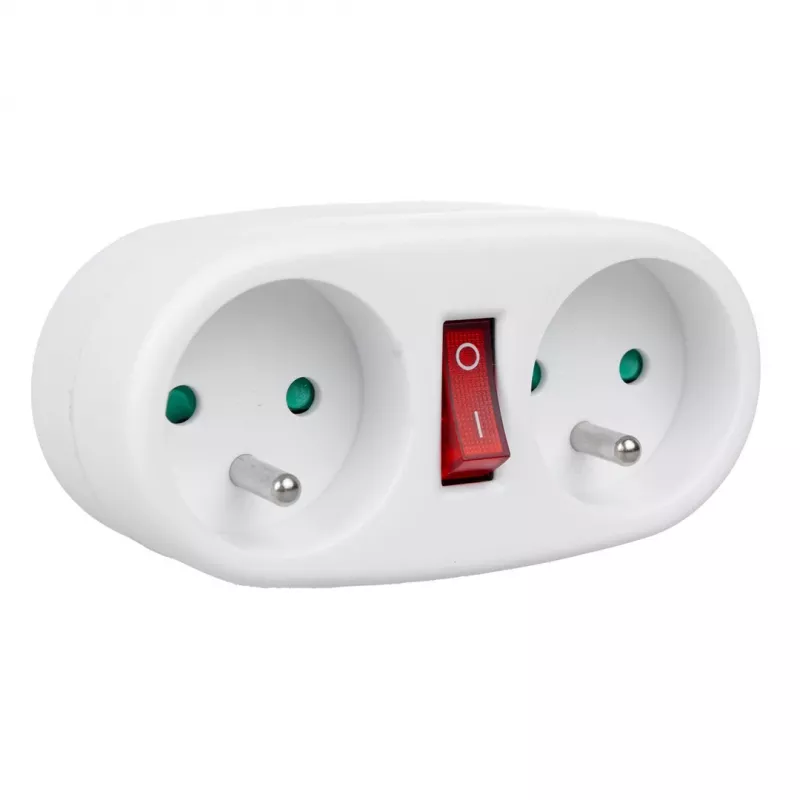 Maclean Stromauslass, Steckdosenverteiler mit 2 Steckdosen und Sicherungsautomat, Typ E, 2x16A, MCE337 E