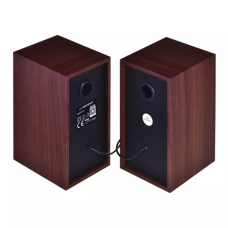 Lautsprecher ESPERANZA EP122 2.0 kabelgebundene Desktop-Lautsprecher, 2×6 W RMS, Holzgehäuse, Drehregler-Lautstärkeregelung, 60–20000 Hz