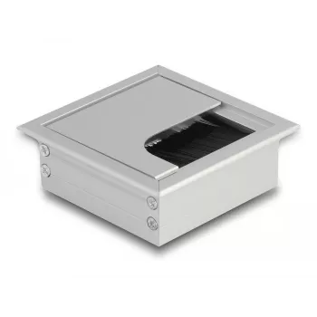 DeLOCK Kabeldurchführung für Tischmontage mit Bürste 80x80x28mm silber