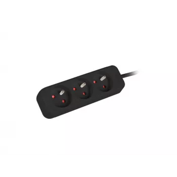 LANBERG PS0-03E-0300-BK 3M Schwarz 3X 230V Lanter VERLÄNGERUNGSKABEL AUS VOLLKUPFER