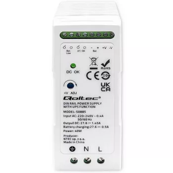 Qoltec 50885 Stabile Hutschienen-Stromversorgung mit USV-Funktion | 40W