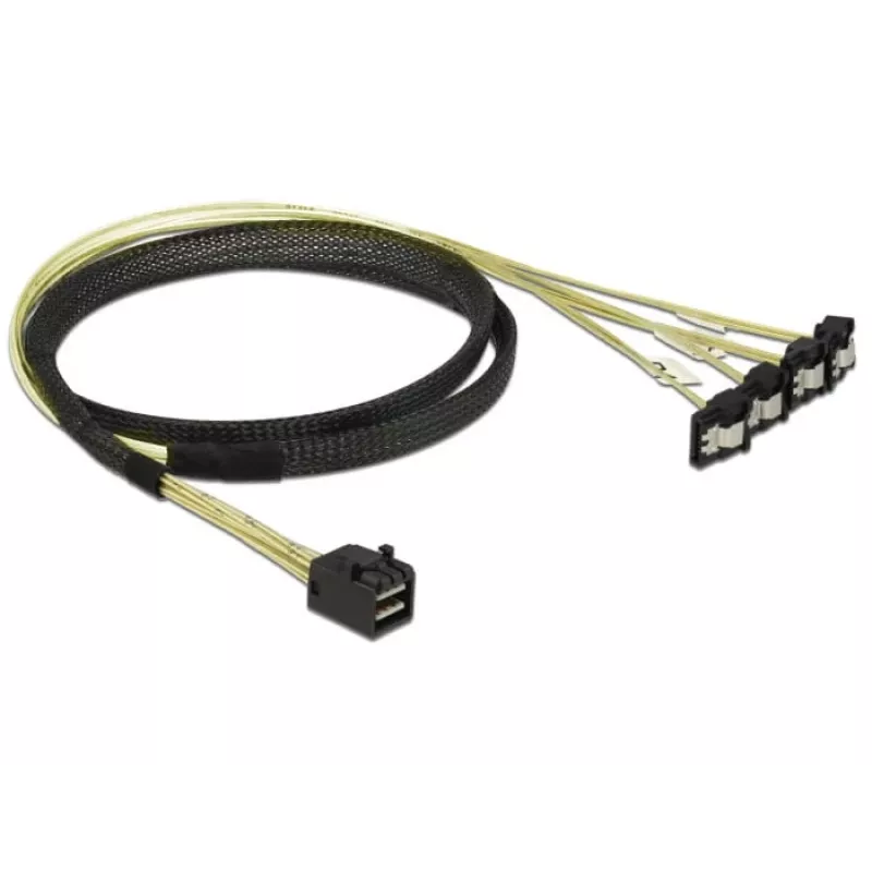 SCSI-Kabel DeLOCK 85685 Schwarz Gelb 1 m 1 x Mini SAS HD SFF-8643 4 x SATA 7 Pin