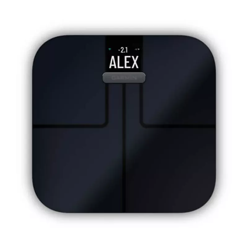Elektronische Personenwaage GARMIN Index S2 — schwarz, max. 181,4 kg, Wi‑Fi/Bluetooth, Körperzusammensetzung