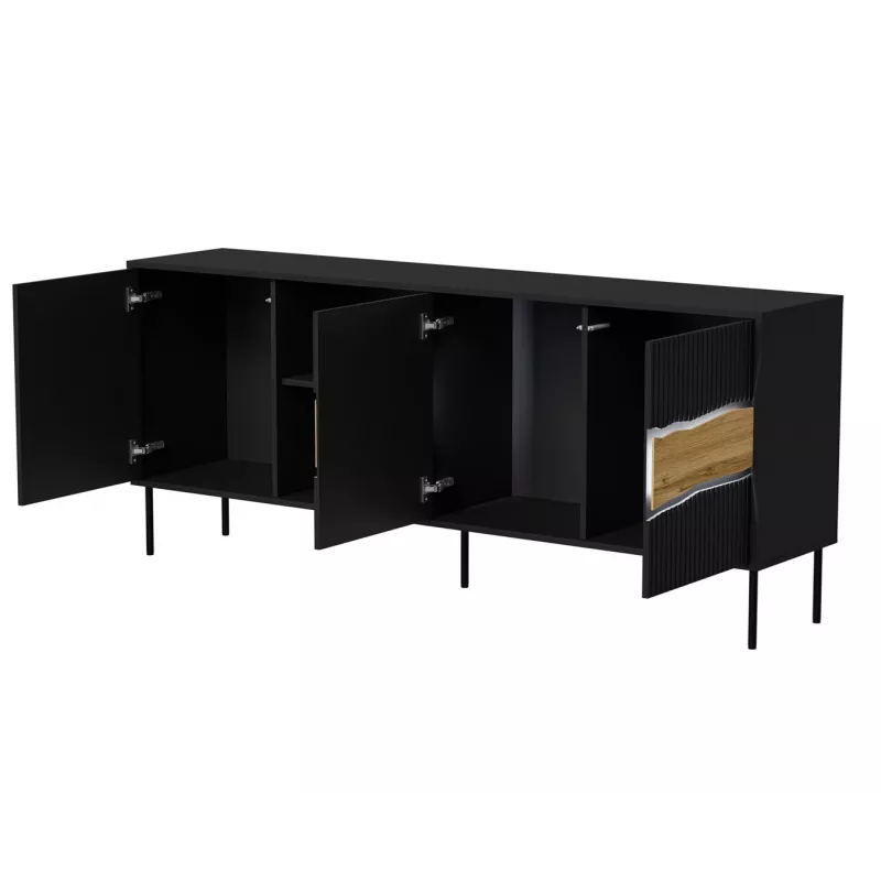 Cama INSERTO 3D1W Kommode 190x40x80 schwarz + LED