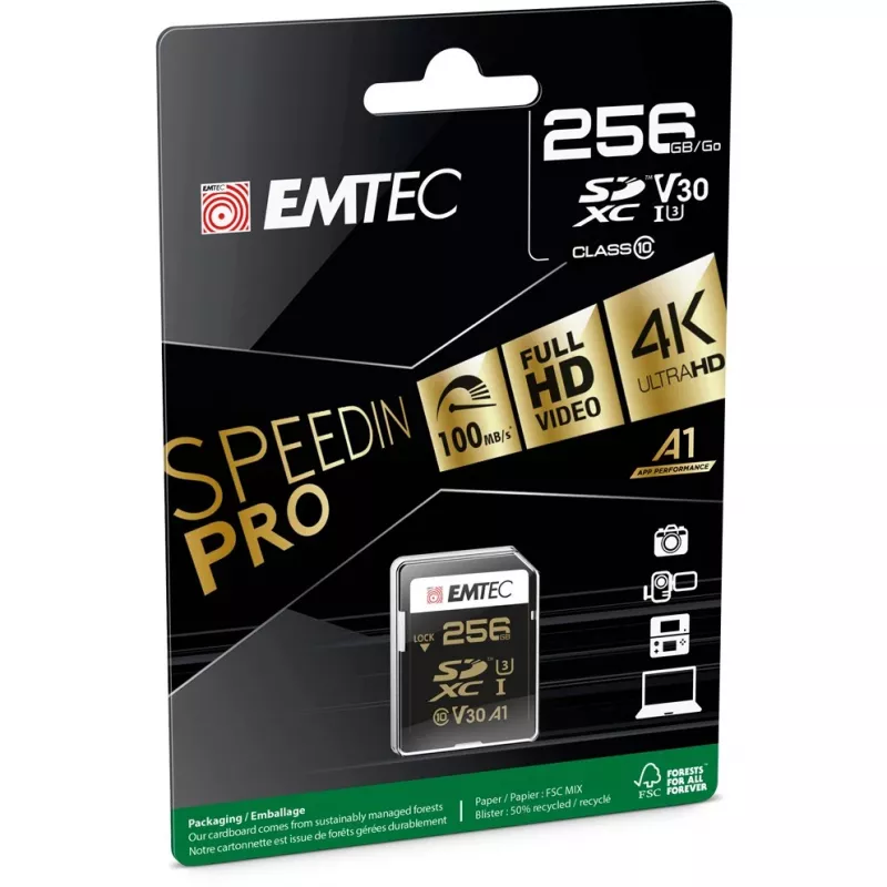 Emtec 256GB SDXC UHS-I Class 10 Speicherkarte ECMSD256GXC10SP