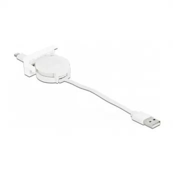 Kabel DeLOCK Easy 45 Modul USB 2.0 Einziehbares Kabel USB Typ-A auf 8 Pin Lightning Buchse weiß