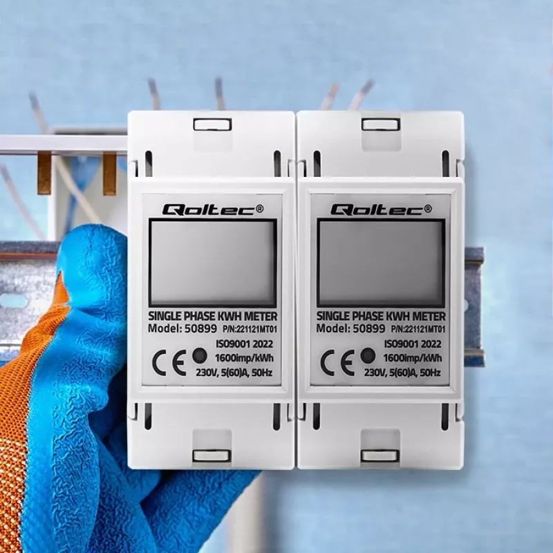 Einphasen-Energieverbrauchszähler QOLTEC 50899 230 V 50 Hz, 5(60)A, Klasse 1.0, LCD