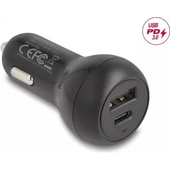 Auto-Ladegerät DELOCK 64329 — 12–24V Zigarettenanzünder USB-C Schnellladung für Smartphone und Tablet, schwarz