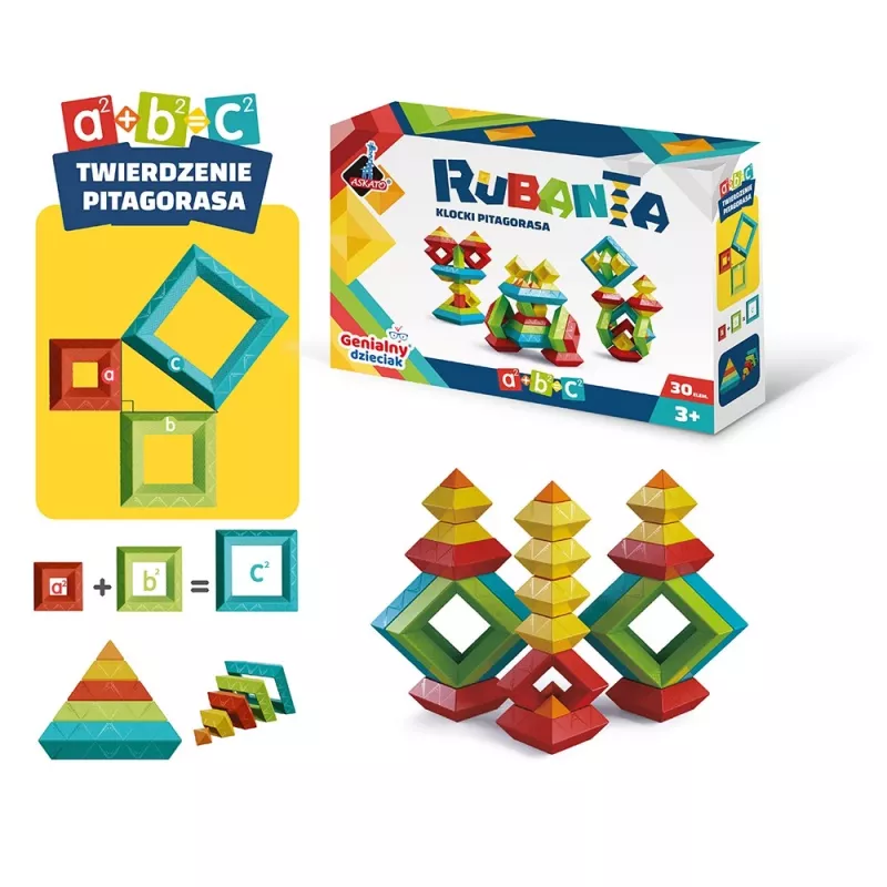 Pädagogisches Konstruktionsspielzeug Ascato Pythagoras Blocks Rubanta 30 Teile Modell 119403