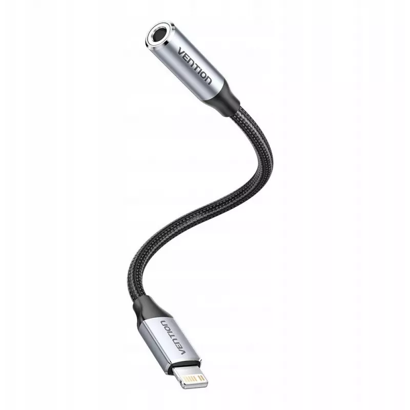 Audio-Adapter Vention Lightning auf 3,5 mm BMBHA, Lightning auf 3,5 mm kabelgebundener Adapter mit 0,1 m Kabel, grau