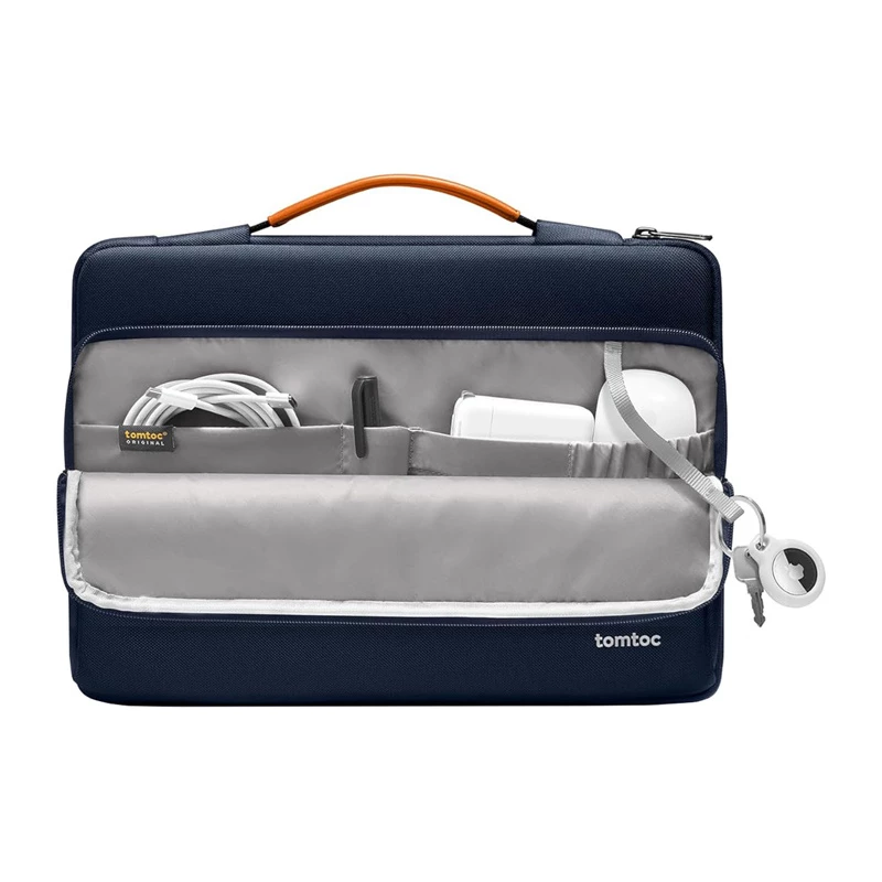 Laptop-Hülle Tomtoc Defender-A14 (blau) — Schutzhülle für 14-Zoll-Laptops, Schutzpolsterung, Reißverschluss