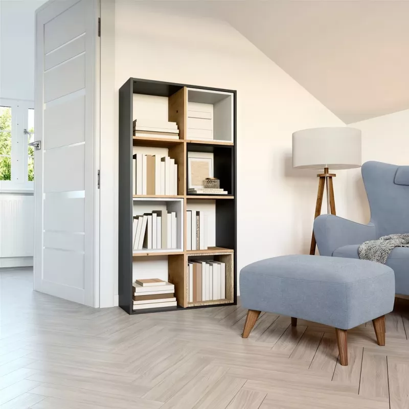 Topeshop MALAX 2X4 ANT/ART Wohnzimmer-Bücherregal