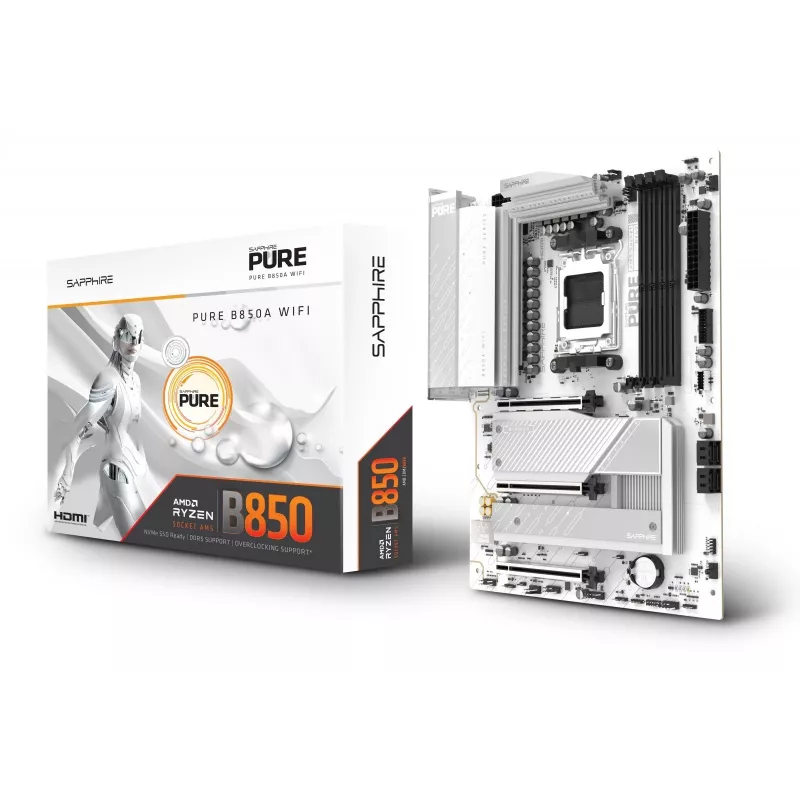 Mainboard Sapphire PURE B850A WIFI7 ATX — B850-Chipsatz, Wi‑Fi 7, DDR4-Unterstützung