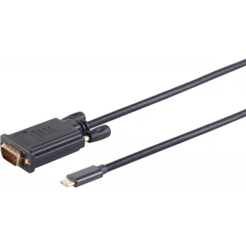 Videokabel-Adapter S/CONN 10-59185 USB Type-C auf VGA 1,8 m Schwarz