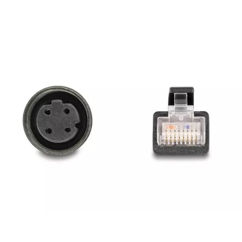 DeLOCK M12 Adapterkabel D-codiert 4-polig Buchse auf RJ45 Stecker 50 cm
