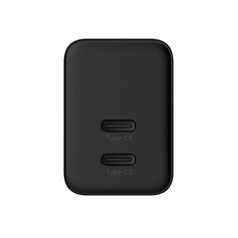 Crong Wandladegerät Ultra Compact GaN 35W PD 3.0 2x USB-C (schwarz)