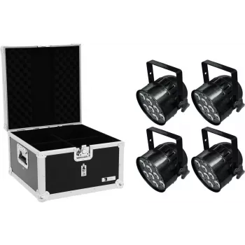 LED PAR-Scheinwerfer EUROLITE PAR-56 HCL Short 4x mit EPS-Case, 4-Lampen PAR-56 HCL Konfiguration