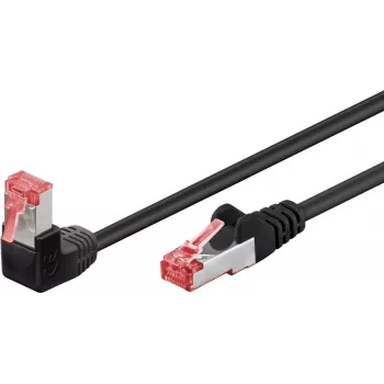 Goobay CAT 6 Patchkabel 1x 90° abgewinkelt, S/FTP (PiMF), Schwarz, 10 m - Rastnasenoberseite, LSZH halogenfrei, Kupfer (51547)